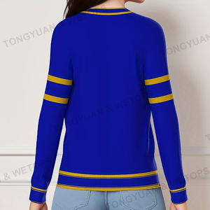 Cardigan Cardigan personalizzato BSCI con lettere di cotone su misura ricamate blu e <span class=keywords><strong>oro</strong></span> maglione delle donne della confraternita greca - Product Image 2