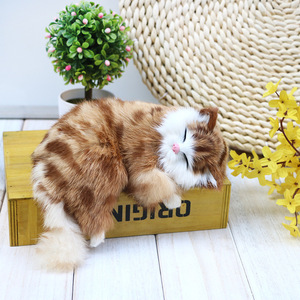 Estatua de Gato de Piel Realista Hecha a Mano con Detalles Precisos, Modelo de Gatito Durmiendo para Decoración de Estante o Escritorio, Adorno Artesanal - Product Image 5