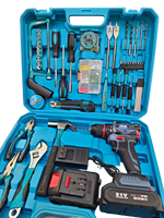 122PCS 21V 2Ah Set Bor Listrik Lithium Tanpa Sikat 60N.M 2000r/min Aksesoris Lengkap Set Bor Impak Harga Pabrik OEM/ODM
