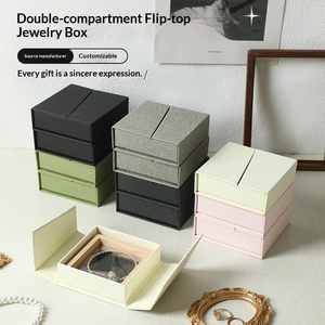 Boîte d'emballage carrée en carton à double ouverture pour bijoux : bracelet, bague, collier, broche, boucles d'oreilles - Product Image 2
