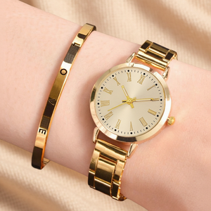 Reloj <span class=keywords><strong>de</strong></span> Cuarzo <span class=keywords><strong>de</strong></span> Lujo para Mujer con Brazalete <span class=keywords><strong>de</strong></span> Acero Inoxidable, Esfera Analógica, Cristal, Conjunto <span class=keywords><strong>de</strong></span> Reloj <span class=keywords><strong>de</strong></span> <span class=keywords><strong>Pulsera</strong></span> Elegante - Product Image 1