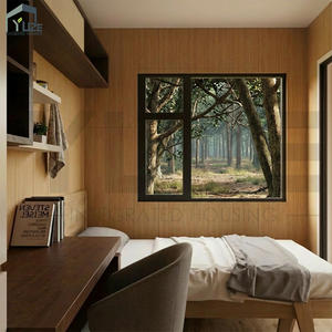 Moderna camera contenitore nero opaco con porta in venatura del legno per ufficio giardino o soggiorno compatto - Product Image 4