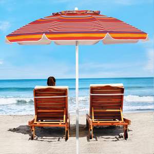 Parasol de plage portable en Oxford durable de 6,5 pieds avec mât inclinable en alliage d'aluminium, ancre de sable et sac de transport - Product Image 2