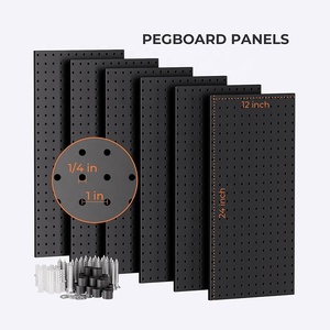 Fanghua cửa hàng hiển thị trang trí nội thất Hội Đồng Quản trị nhà để xe màu đen Wall Mount công cụ tổ chức cao Heavy Duty kim loại <span class=keywords><strong>Pegboard</strong></span> với móc phụ kiện - Product Image 2