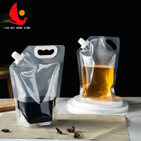Kantong Kemasan Bir Besar dengan Corong, Kantong Berdiri Portabel Kaliber Besar dengan Corong, untuk Sup Hot Pot, Sup Ayam, Model Hx9155