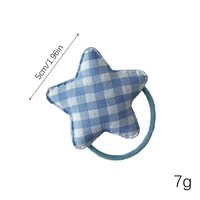 2/4 pièces Anneaux à cheveux bleus à motif étoile à carreaux pour filles, attaches douces pour queue de cheval, petits élastiques en cuir, cordes à cheveux, accessoires capillaires, fraîcheur estivale