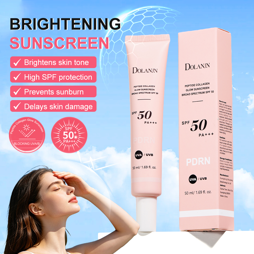 OEM Customized Salmon Collagen DNA PDRN SPF50 50ml Brightening & Moisturizing Facial Sun Cream Isolate Ultraviolet Rays