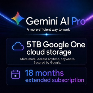 Suscripción de 18 Meses a Google Gemini AI Pro, 5 TB de Almacenamiento, Cuenta de <span class=keywords><strong>Gmail</strong></span> Propia, Uso Global, Plan Familiar Privado para 5 Usuarios, Compatible con Linux y MAC - Product Image 1