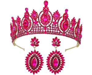 Ensemble de boucles d'oreilles et diadème de luxe princesse avec strass en cristal pour mariage couronne de mariée et couronne de luxe pour reines et femmes - Product Image 1