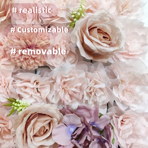 Panneau mural <span class=keywords><strong>de</strong></span> fleurs artificielles 3D en soie <span class=keywords><strong>rose</strong></span>, <span class=keywords><strong>rose</strong></span> et hortensia, pour toile <span class=keywords><strong>de</strong></span> fond <span class=keywords><strong>de</strong></span> mariage, photomaton et décoration d'événements - Product Image 3