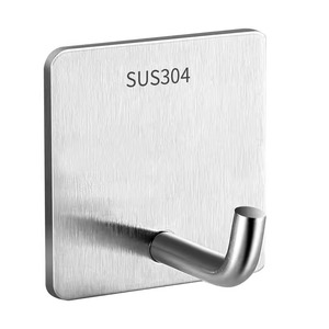 Stainless Steel Adhesive <b>Hook</b> Single <b>Hook</b> 304 SUS304 For Kitchen Wall Door Use No Drilling Required - Product Image 1