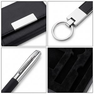 Set de Regalo Promocional al por Mayor 3 en 1 con Logotipo Personalizado, Bolígrafo de Metal y Cuero PU, Llavero, Tarjetero, Caja de Regalo, Obsequios para Ferias Comerciales - Product Image 4