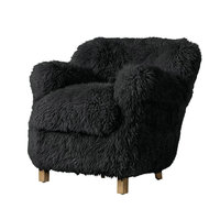 Fauteuil d'appoint individuel classique américain en peau de mouton, dossier ailé, style rustique, en bois, pour salon de villa de luxe