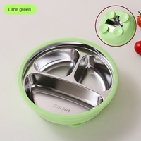Assiette ronde en acier inoxydable avec ventouse, assiette en silicone pour enfants, bol pour bébé, tout-petit, boîte à bento pour la maternelle, boîte à lunch pour enfants
