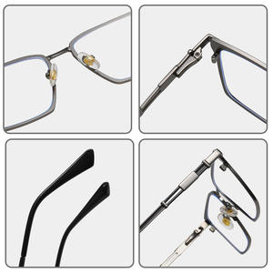 87334 Montures de lunettes optiques en métal pour hommes, rectangulaires, monture intégrale, protection anti-lumière bleue - Product Image 1