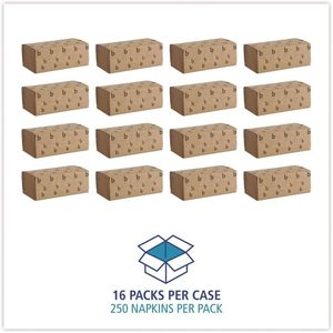 Serviettes en papier Boardwalk 6210 Naturelles 1 pli, pliées en un seul pli, absorbantes, imprimées, 9 po de largeur x 9,45 po de longueur, 4000 unités, texture facile à saisir - Product Image 2