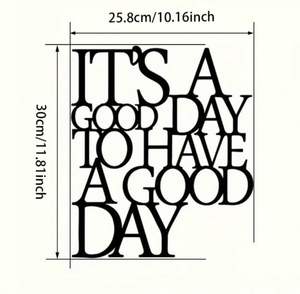 Décoration murale en métal inspirante, 1 pièce, citation « C'est une bonne journée <span class=keywords><strong>pour</strong></span> passer une bonne journée », typographie noire moderne <span class=keywords><strong>pour</strong></span> <span class=keywords><strong>la</strong></span> <span class=keywords><strong>maison</strong></span> et le bureau - Product Image 6