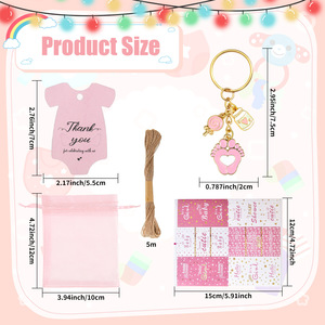 Llavero de aleación de zinc DAMAI con diseño de biberón y pies de bebé rosas, set de recuerdos para baby shower, bolsas de organza, regalo para fiesta de revelación de género - Product Image 4