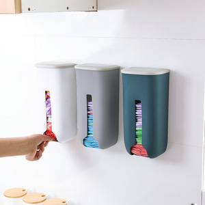 Garbage Bag Storage Box Wall Mounted Large Capacity Covered Reusable Kitchen Organizer White Gray Dark Blue - Product Image 1