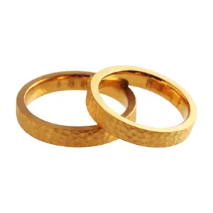 Anillo de moda con textura de cráter de 3-4MM, joyería personalizada, anillo de par fino chapado en oro para hombres y mujeres, anillo de martillo de plata de ley S925