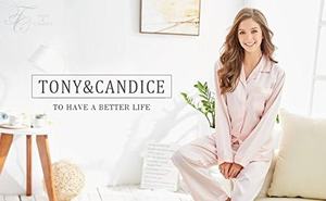 Conjunto de pijama clásico de satén para mujer de TONY y <span class=keywords><strong>CANDICE</strong></span>, ropa de dormir de verano con cierre de cintura elástica - Product Image 6