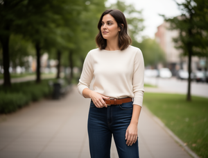 Cintura da Donna con Fibbia Rettangolare 3.0cm, 110cm, Stile Casual in Rame - Product Image 2