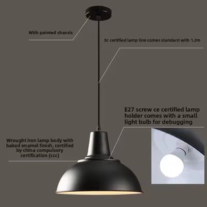 Lampe suspendue rétro nordique moderne, luminaire suspendu vintage en fer industriel avec <span class=keywords><strong>ampoule</strong></span> E27 - Product Image 2