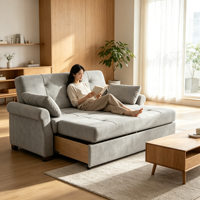 Canapé-lit matelassé avec rangement, disponible en OEM, plusieurs choix de tissus pour projets d'appartements équipés