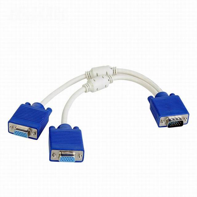 Gold Plated Vga 3+6 Vga Cable 1 in 2 Out Vga Cable