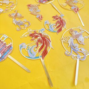 Adornos de acrílico para pasteles estilo chino con diseño de dragón, pez koi y fénix, para cumpleaños, Festival de Primavera y Año Nuevo. - Product Image 5