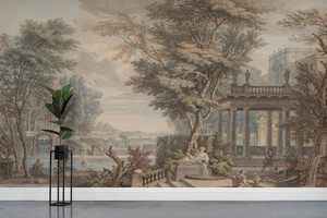 Moderno palazzo retrò paesaggio panoramico carta da parati murale buccia e bastone Design per soggiorno divano decorazione d'interni - Product Image 6