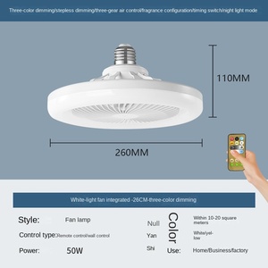 Mini ventilateur de plafond moderne avec lumière LED Installation facile Dimmable 3 vitesses du vent Télécommande E27 Base fermée pour chambre à coucher Cuisine - Product Image 6