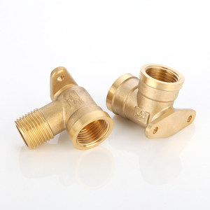Raccord de tuyauterie en laiton, coude à oreilles tombantes à 90 degrés / coude mural G1/2 femelle x G1/2 femelle pour système de douche et raccordement de chauffe-eau - Product Image 3