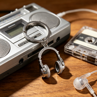 Gantungan Kunci Headphone 3D Over Ear dari Paduan Seng Perak, Liontin Headset Mini, Aksesoris Tas DJ Audiophile