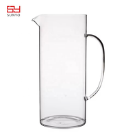 Vente flash d'été : Pichet en verre transparent de 2 L fait à la main, sans plomb, avec poignée