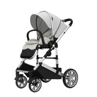 Poussette bébé personnalisée en usine, cadre en alliage d'aluminium, 4 roues, position haute, poignée réversible 2 sens, pliable et portable pour nourrisson