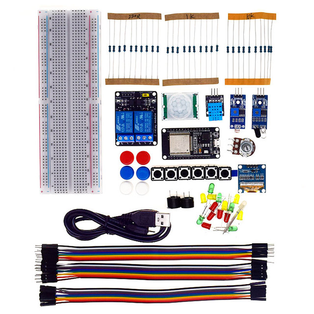 Basic Starter Kit for ESP32 ESP-32S WIFI Development Board for Arduino Project Learning Kit with Tutorials ESP32 kit with box