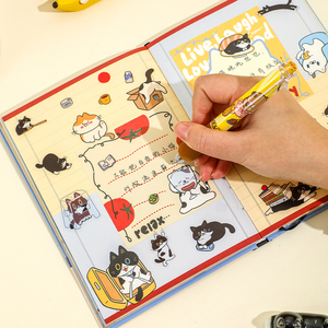 สมุดบันทึกปกแข็งซีรีส์วัวแมว B6, หน้าภาพประกอบสีเต็มรูปแบบ, ที่คั่นหนังสือริบบิ้นซาตินระดับพรีเมียม, สมุดบันทึกและสมุดสเก็ตช์ภาพสุดน่ารัก - Product Image 5