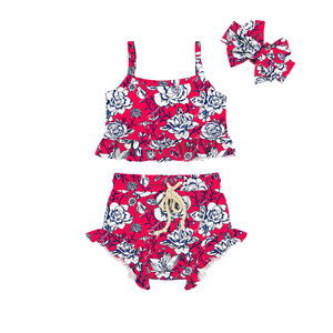 Conjuntos de Ropa para Bebés Niñas con Hermosas Flores Rosa Intenso, Ropa de Boutique para Bebés, Ropa de Verano para Niñas Pequeñas - Product Image 5