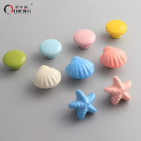 Oukali enfants coloré meubles poignée mignon rond étoile de mer forme chambre tiroir tire fantaisie céramique armoire tiroir boutons