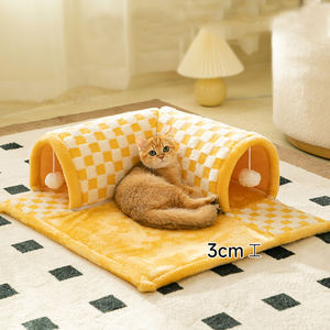 Luxus <span class=keywords><strong>2</strong></span> in 1 faltbares weiches Haustier bett Indoor Katzen tunnel bett Haustier Katzen zwinger Hundehütte Katzen tunnel Spielzeug - Product Image 6