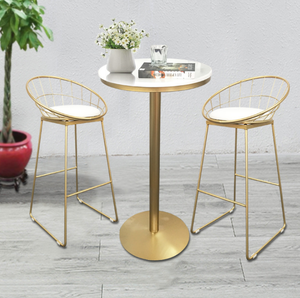 Chaise de bar en bois massif forgé au style nordique, chaise ronde créative, pour salon de thé, chaise de bar, en fer forgé, 1 pièce - Product Image 1