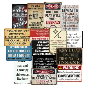 Vente en gros d'affiches métalliques publicitaires à slogan vintage, plaques métalliques décoratives à suspendre au mur, autocollant mural en étain - Product Image 1