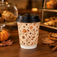 Gobelet en carton double paroi Halloween, motif citrouille, kraft, isolé, jetable, 12 oz, vente en gros, fournisseur direct d'usine