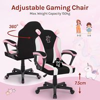 Chaise de jeu ergonomique France Mesh Fabric Surface Unicorn Chise pour enfants, avec dossier et accoudoirs, pour chambre d'enfant