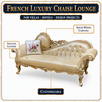 Chaise impériale française en bois massif, canapé de luxe européen sculpté, fauteuil inclinable néoclassique, mobilier de villa