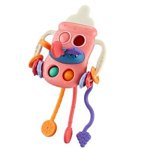 Populaire caoutchouc poignée formation chargeur jouet mignon bouteille tirer sensoriel anneau de dentition jouets sûr Silicone tirant chaîne activité jouet - Product Image 1