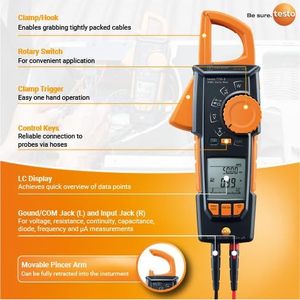 Testo 770-3แคลมป์มิเตอร์ชุด600V 600A TRMS ไฟฟ้าการวัดการทดสอบ HVAC - Product Image 2