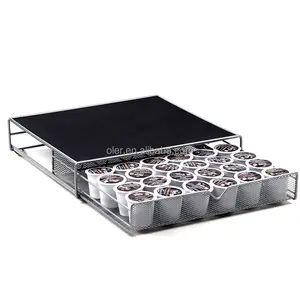 Hot Sale Coffee Pod Drawer Holder Capsule Pods Iron Metal Black/White Powder Coffee Capsule Storage Box