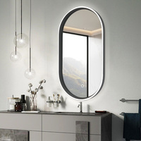 Miroir mural sans cadre moderne ovale à LED pleine longueur avec écran tactile, homologué IP44, pour salle de bain